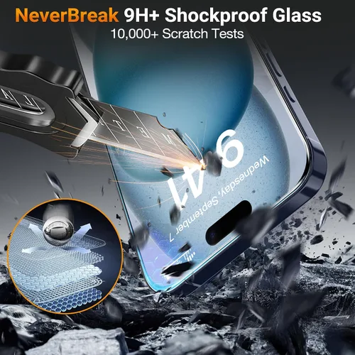 Miniatura 3 de YWXTW Protector de pantalla de legibilidad bajo luz solar para iPhone 17 Pro de 6.3 pulgadas, antirreflejante, cero deslumbramiento, vidrio templado