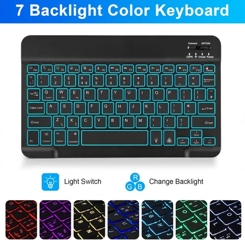 Miniatura 5 de SOPPY Funda de teclado retroiluminada para Samsung Galaxy Tab S6 Lite de 10.4 pulgadas 2022/2020(SM-P610/P613/P615/P619), funda de teclado delgada