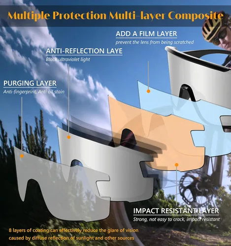 Miniatura 3 de FEISEDY Gafas de ciclismo para hombres y mujeres, gafas de sol deportivas de los años 80, gafas de esquí, conducción, pesca, ciclismo, protección