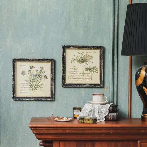 Miniatura 3 de NIKKY HOME Juego de Arte Botánico de Pared de 2 Piezas, Impresiones Botánicas Vintage con Marco de Madera, Cuadros de Plantas Florales, Póster