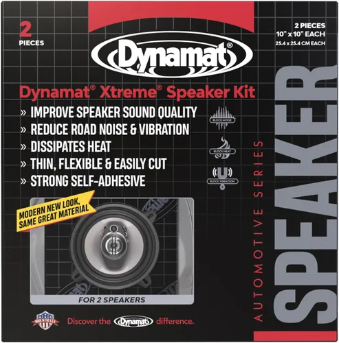 Dynamat 10415 10 pulgadasx 10 pulgadas x 0.067 pulgadas, Autoadhesivo grueso amortiguador de sonido con kit de altavoces Xtreme, Par.
