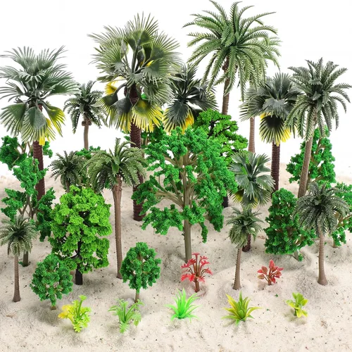 Miniatura 9 de Skylety 35 Piezas Árboles de Modelo 1.2-6.3 Pulgadas Árboles en Miniatura Mixtos Suministros de Diorama Plantas Falsas Paisaje de Tren Villa Verde