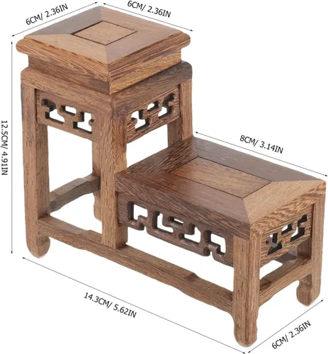 Miniatura 2 de DOITOOL Soporte de madera para plantas retro, soporte para macetas de jardín, para bonsái, base resistente para decoración del hogar, exhibiciones