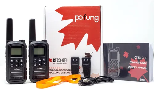 Miniatura 5 de Radio bidireccional recargable de mano CT23-GF1 Walkie Talkie FRS de 22 canales VOX (paquete de 2) NOAA incorporado (negro clásico)