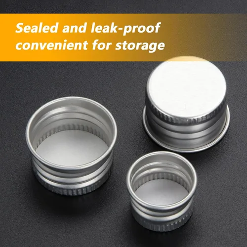 Miniatura 5 de 12 botellas vacías de vidrio portátil de viaje transparente con tapa de aluminio plateado, polvos de aceite esencial, pomadas de crema, recipientes