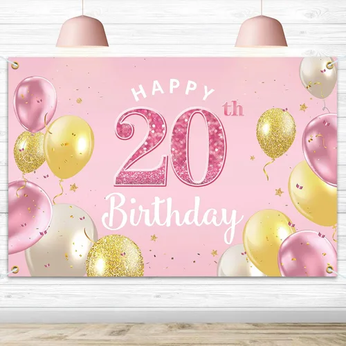 Miniatura 22 de Cartel de fondo de feliz 4º cumpleaños, suministros de decoración de fiesta de cumpleaños 4 para niñas, color rosa, 3.9 x 5.9 pies