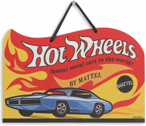 Miniatura 10 de Mattel Hot Wheels - Cartel de metal colgante para pista de carreras de acción, divertida decoración de pared de Hot Wheels para dormitorio de niños