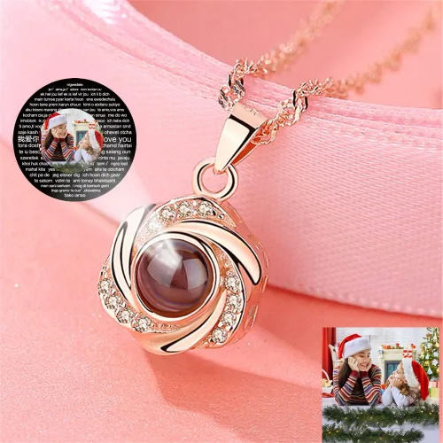 Miniatura 4 de a266XDKSJK Collar con foto personalizado con texto en inglés "I Love You" en 100 idiomas, personaliza el nombre de tu amante en el collar