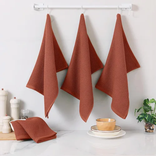 Miniatura 239 de Homaxy Trapos de cocina de 100% algodón, tejido de punto gofre, ultrasuaves, absorbentes y de secado rápido, 12 x 12 pulgadas, paquete de 6, blanco