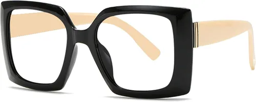 Lentes de lectura cuadrados retro con bloqueo de luz azul para mujeres y hombres, de gran tamaño, antirreflejos, lentes UV Negro/Blanco