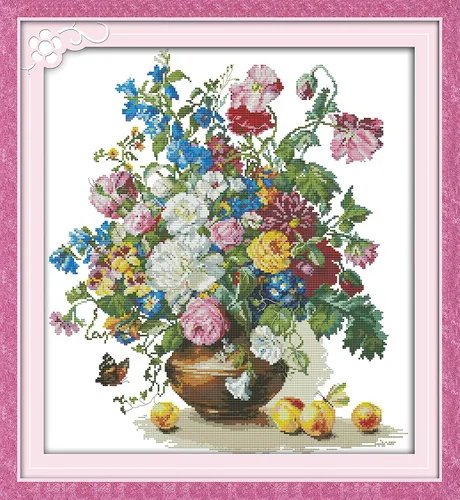 Miniatura 6 de ITSTITCH Kits de punto de cruz estampados DIY 11CT patrones de bordado para adultos, kits de punto de cruz para decoración del hogar, flores