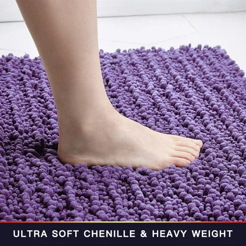 Miniatura 11 de Walensee Alfombra de baño antideslizante (24x17 pulgadas, rosa polvoriento) absorbente de agua, súper suave, lanuda de felpilla, lavable a máquina