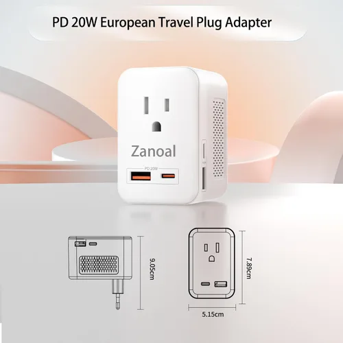 Miniatura 2 de Adaptador de enchufe de viaje europeo 6 en 1, convertidor de voltaje de 220 V a 110 V, adaptador de viaje de EE. UU. a Europa, adaptador