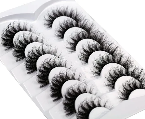 Miniatura 70 de Pooplunch - Pestañas postizas finas de visón sintético, estilo ojo de gato, naturales, cruzadas, tipo racimo, efecto 8D de volumen, tiras