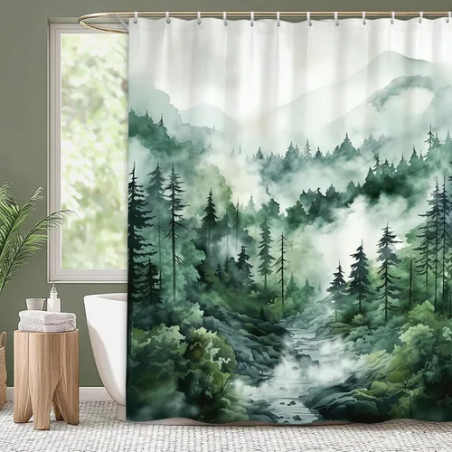 Miniatura 13 de Cortina de ducha de mariposas Dreamrflove, 1 unidad de cortinas de ducha de mariposas para baño, cortina de ducha floral de mariposas verde, cortina