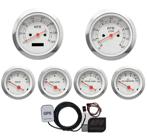 Miniatura 12 de MOTOR METER RACING - Juego clásico de velocímetro (6 piezas) con velocímetro mecánico, odómetro analógico, esfera verde, aguja blanca, iluminación