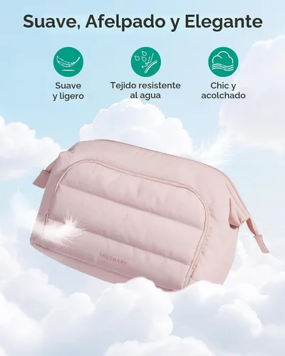 Miniatura 4 de BAGSMART Bolsa de Maquillaje, Esponjosa, Negro, Bolsa de maquillaje