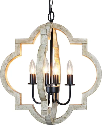 Miniatura 15 de Candelabro de Rueda de Carro de 8 Luces, 23.6" Candelabro Rústico de Granja, Iluminación Colgante Redonda Industrial Vintage para Comedor, Cocina