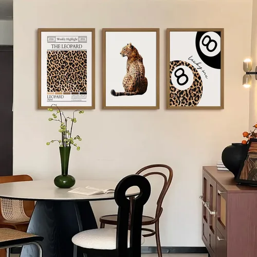Miniatura 4 de Lhoiplme Lienzo de guepardo amarillo para pared, marco de madera de 12 x 16 pulgadas