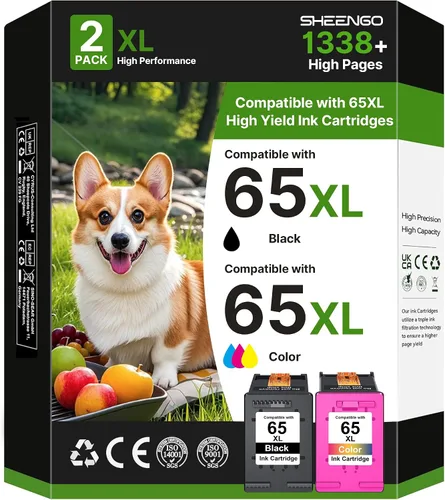 65XL 65 Cartuchos de tinta negro/combo tricolor (paquete de 2) | para tinta HP Ink 65 65 XL | para impresoras HP 3755 3772 3752, Deskjet 2622 2680