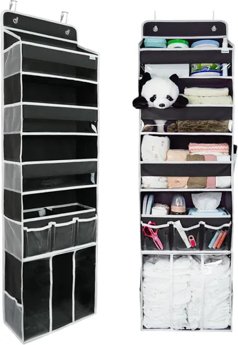 Miniatura 8 de Organizador de almacenamiento para colgar en puerta, con 3 compartimentos, 1 organizador de pañales para bebé móvil, 1 organizador de almacenamiento