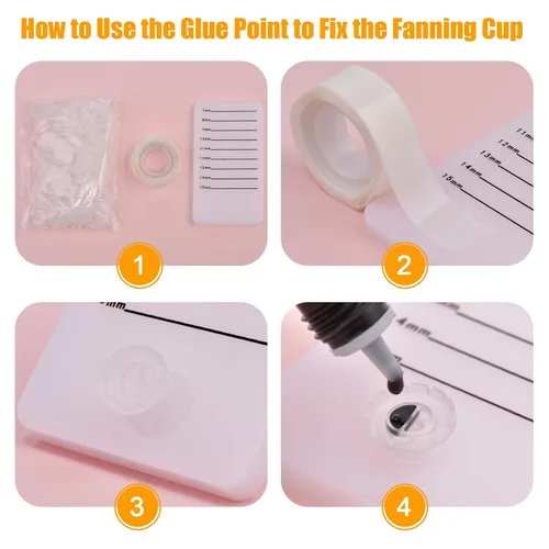 Miniatura 4 de Taza de anillo de pegamento para pestañas [200 unidades] con 2 ranuras para suministros de extensión de pestañas, copa de anillo de flor con 2