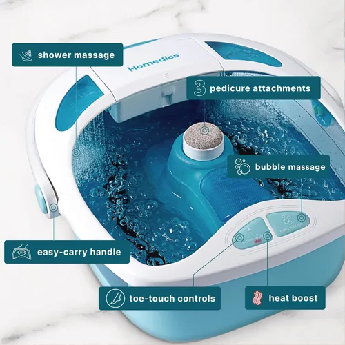 Miniatura 4 de HoMedics Shower Bliss Foot Spa, chorros de agua para masaje de ducha, centro de pedicura con 3 accesorios, control táctil de los dedos, FB-625H