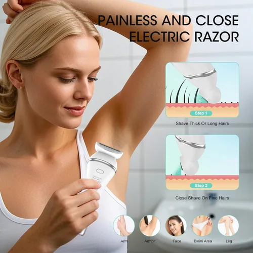 Miniatura 3 de Zesuti Depiladoras de Eliminación de Vello para Mujer - Maquinillas de Afeitar Eléctricas 2 en 1 para Mujer, Recortadora de Bikini de Doble Cabeza
