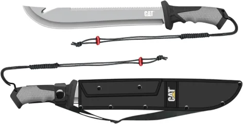 Miniatura 7 de Cat Machete recto con sierra, 19 pulgadas, funda de correa para el hombro, cuchillo de hoja de acero inoxidable con mango ergonómico de herramienta