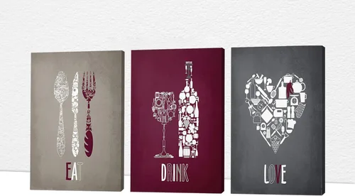 Miniatura 32 de Arte de pared de comedor y cocina, arte moderno para pared, cuadros para cocina y comedor, arte de pared de copas de vino tinto, arte de pared
