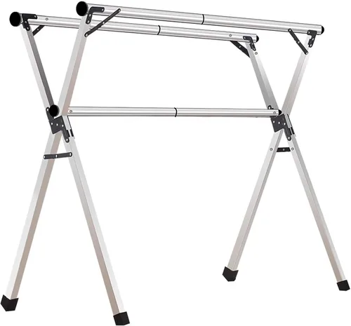 HUHJYUGE Estante de secado de ropa de acero inoxidable, Estante de secado portátil, Perchero portátil plegable, Longitud ajustable ahorra espacio,