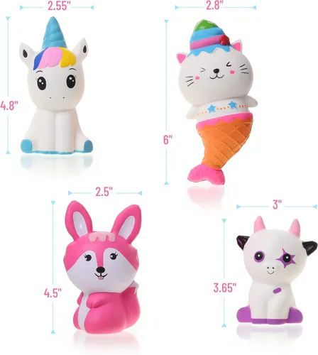 Miniatura 3 de Mr. Pen Squishies jumbo de levantamiento lento, paquete de 4, animales esponjosos, juguetes para apretar para niños
