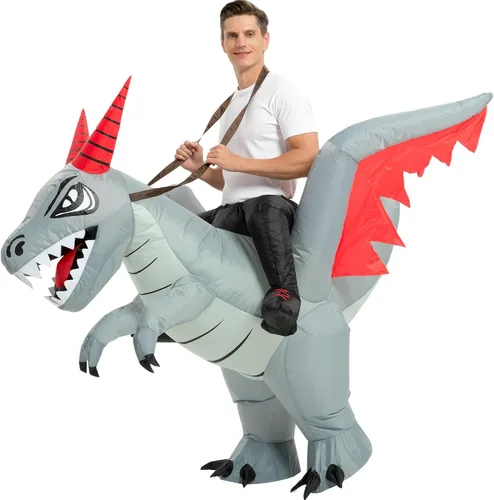 Miniatura 8 de tasanor Disfraces de dinosaurio para adultos, disfraz inflable para adultos, disfraz de dragón inflable, disfraces de Halloween para hombres