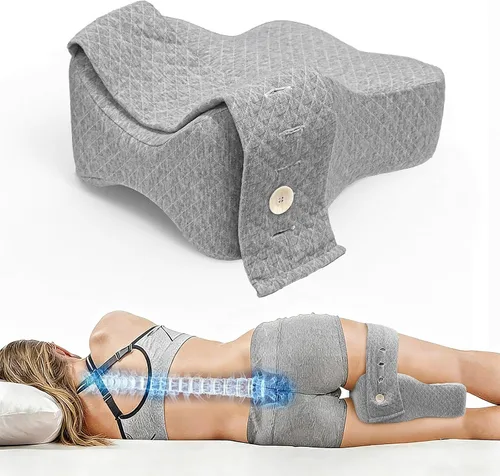WR - Almohada de rodilla para dormir de lado, almohada de espuma viscoelástica para dormir circulación sanguínea y elevar la alineación de la