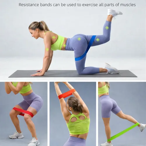 Miniatura 6 de New Horrizon Bandas de resistencia para ejercicio, juego de 5 con bolsa de transporte, bandas de entrenamiento de fuerza y terapia física