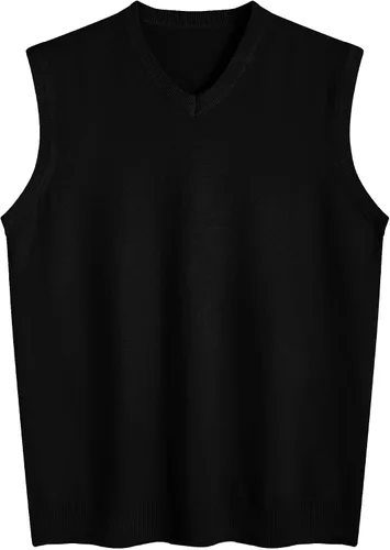 Amussiar Suéter casual para hombre, chaleco con cuello en V, ajustado, sin mangas, suéter de punto
