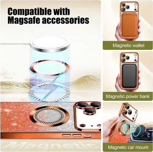 Miniatura 345 de Misscase Funda magnética con purpurina para iPhone 11 compatible con MagSafe, protección completa, delgada, a prueba de golpes, antiarañazos