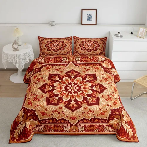 Miniatura 21 de Erosebridal Oriental Bedding - Juego de edredón vintage para cama individual, diseño floral persa, bohemio, tribal, tradicional, estético