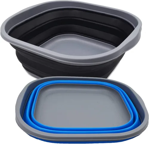 Miniatura 2 de SAMMART Juego de 2 tinas plegables de 10 litros (2.6 galones) - Tina plegable para platos - Lavabo portátil - Tina de plástico que ahorra espacio