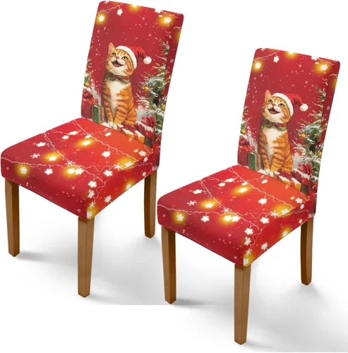 Miniatura 54 de Rnyleeg Fundas de silla de Navidad para sala de estar, diseño de muñeco de nieve azul, estampado de pájaros, fundas para sillas de comedor, 1