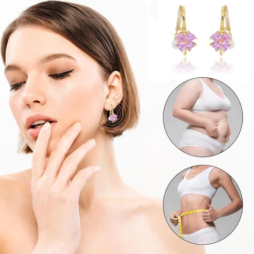 Miniatura 4 de 2 pares de aretes de aro de actividad linfática, aretes de drenaje linfático, aretes de germanio de magnetoterapia, aretes de aro grandes