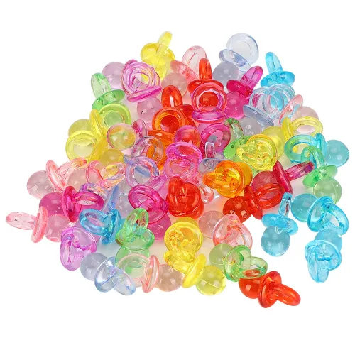 100 piezas de mini chupete, acrílico colorido chupete juguetes para bautismo de bebé, juguetes de mini color para decoración de fiesta de cumpleaños
