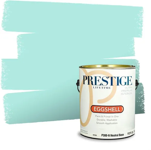 Miniatura 150 de Prestige Paints - Pintura exterior e imprimación en uno, 1 galón, plano, compatibilidad comparable con el color menta «Whipped Mint» de Behr