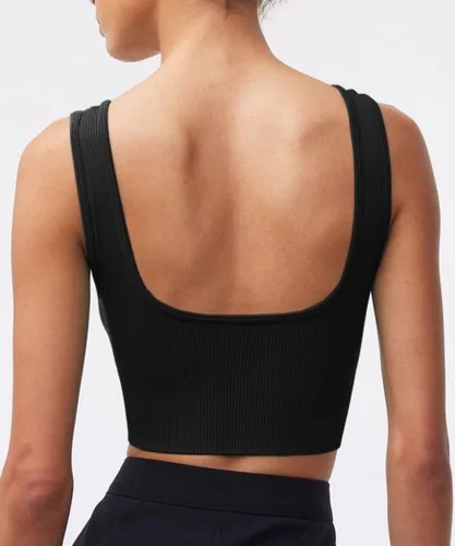 Miniatura 5 de CHYRII Paquete de 3 camisetas de verano para mujer, cuello cuadrado, acanaladas, básicas, sin mangas