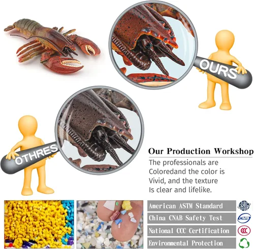 Miniatura 5 de Juego de 8 juguetes de criaturas marinas gigantes para niños, 8 piezas, figura de juguete de ballena, modelo de langosta australiana, educativo