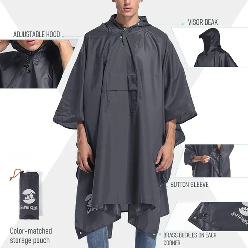 Miniatura 4 de Impermeable con capucha estilo poncho, para hombres y mujeres