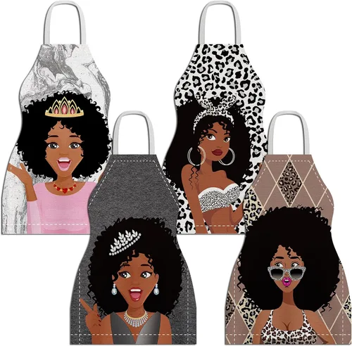 4 delantales impermeables para mujeres africanas, delantales ajustables para cocinero, reina, negro, para hornear, parrilla, jardinería, cocina,