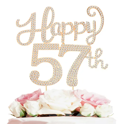 Miniatura 23 de LASKYER Decoración de feliz cumpleaños número 10, decoración de pastel de diamantes de imitación dorados de 10º cumpleaños – Letrero de metal