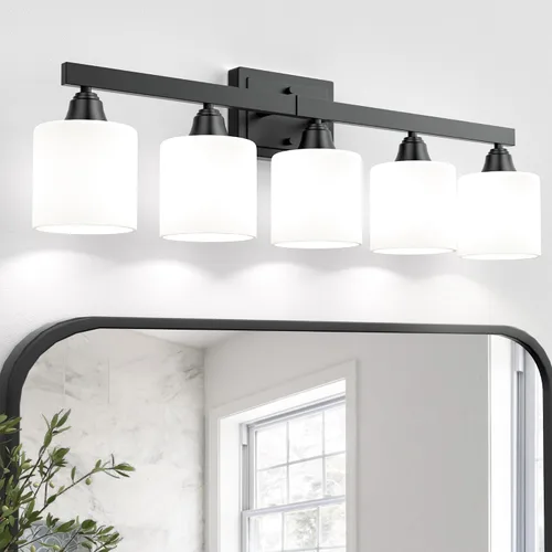 Miniatura 7 de VOLISUN Accesorios de iluminación de baño de níquel cepillado, 4 luces de cambiador de baño sobre espejo, lámpara de tocador moderna para baños