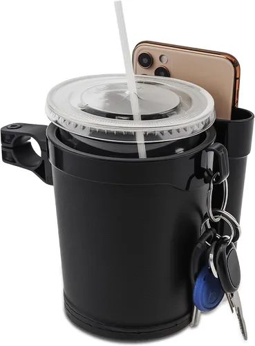 Miniatura 12 de Portavasos para bicicleta 3 en 1 con gancho para llaves de teléfono celular, soporte universal para botella de agua para caminante/silla de rosa gris